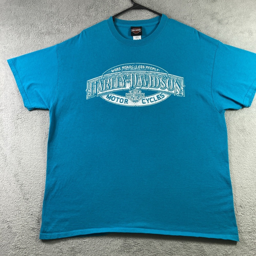Harley Davidson Shirt Adult XL Blue Motorcycles Biker Graphic Tee Jackson TN